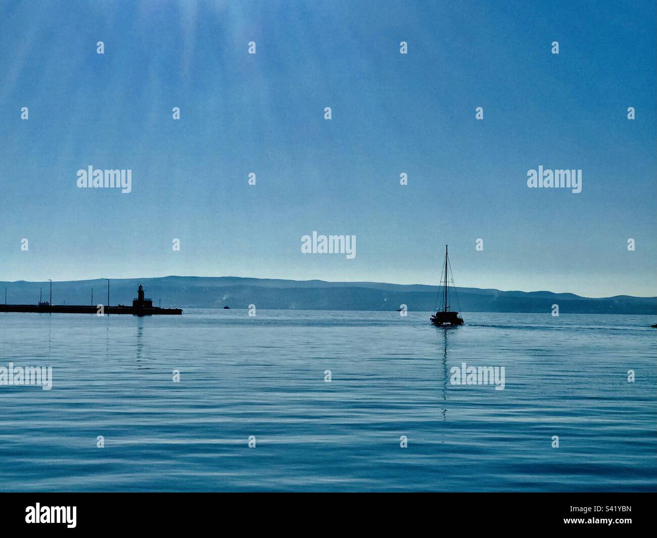 Big blue effect in the port of Split, Croatia Stock Photo