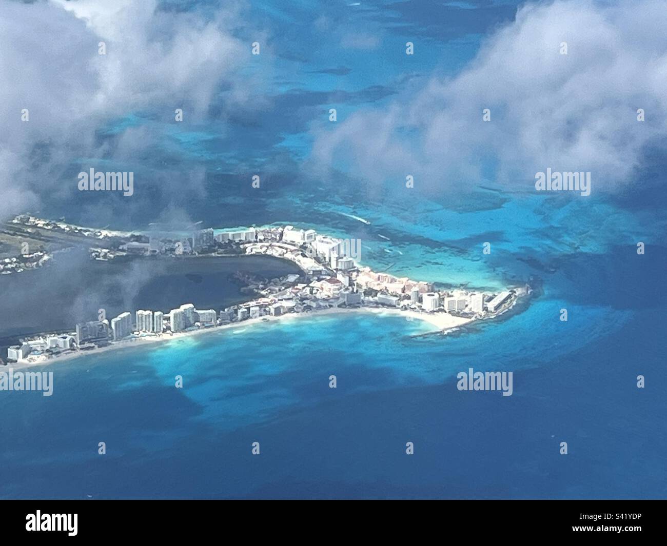 Cancun, Mexico as seen from a plane - Smartphone Captured Stock Image