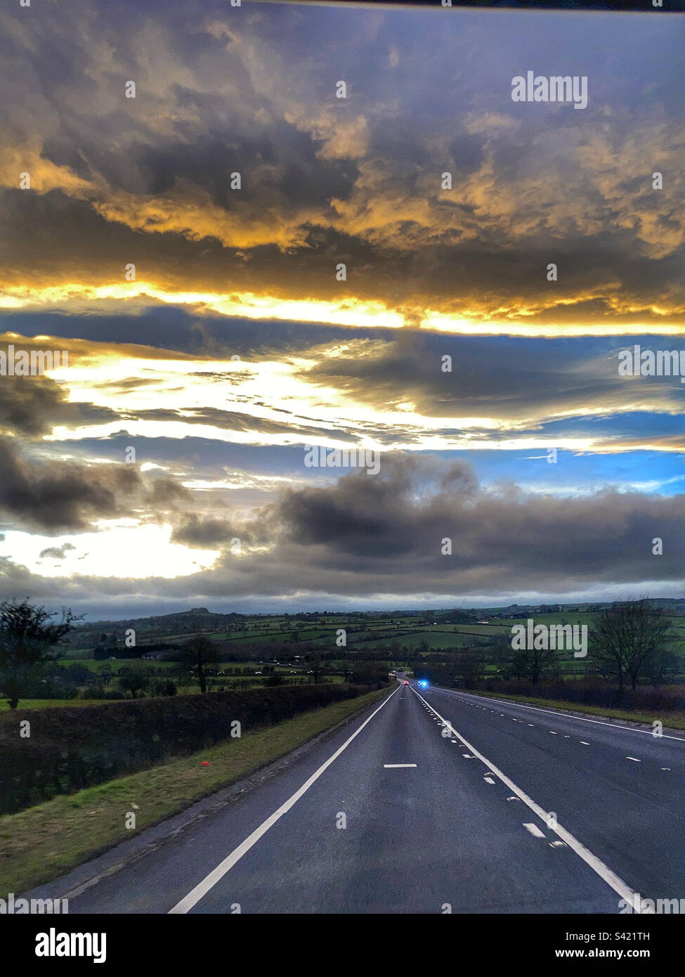 Evening sky over the A658 North Yorkshire Stock Photo