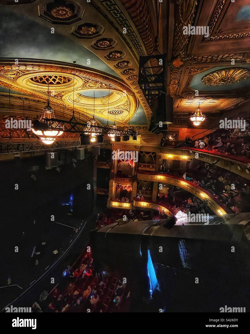 Theatre Royal Drury Lane - stage lighting and house lights - Smartphone Captured Stock Image