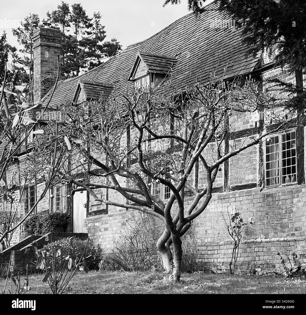 Stratford upon Avon historical house black wood work Stock Photo