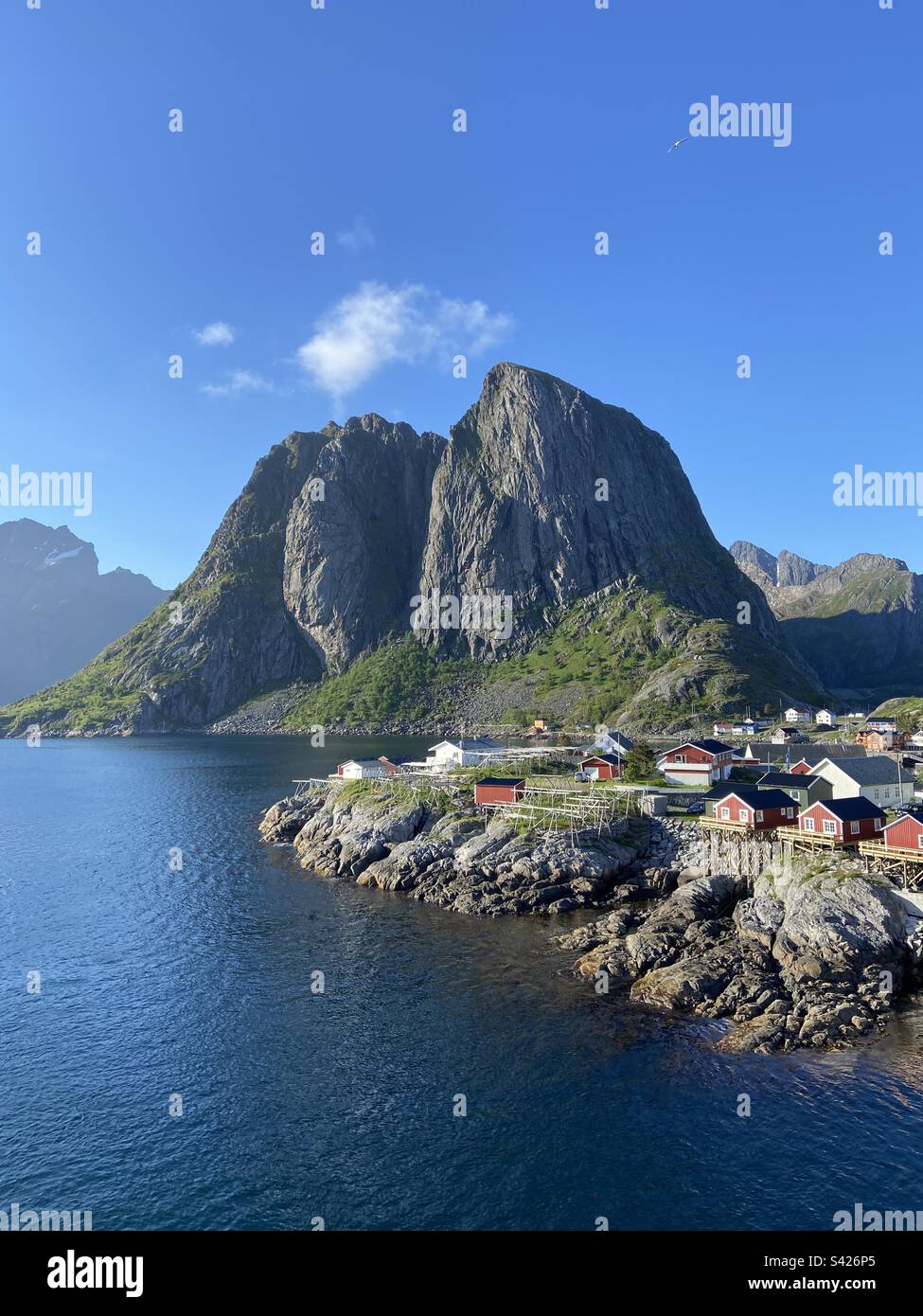 Hamnøy village in Lofoten islands on a sunny summer evening. - Smartphone Captured Stock Image