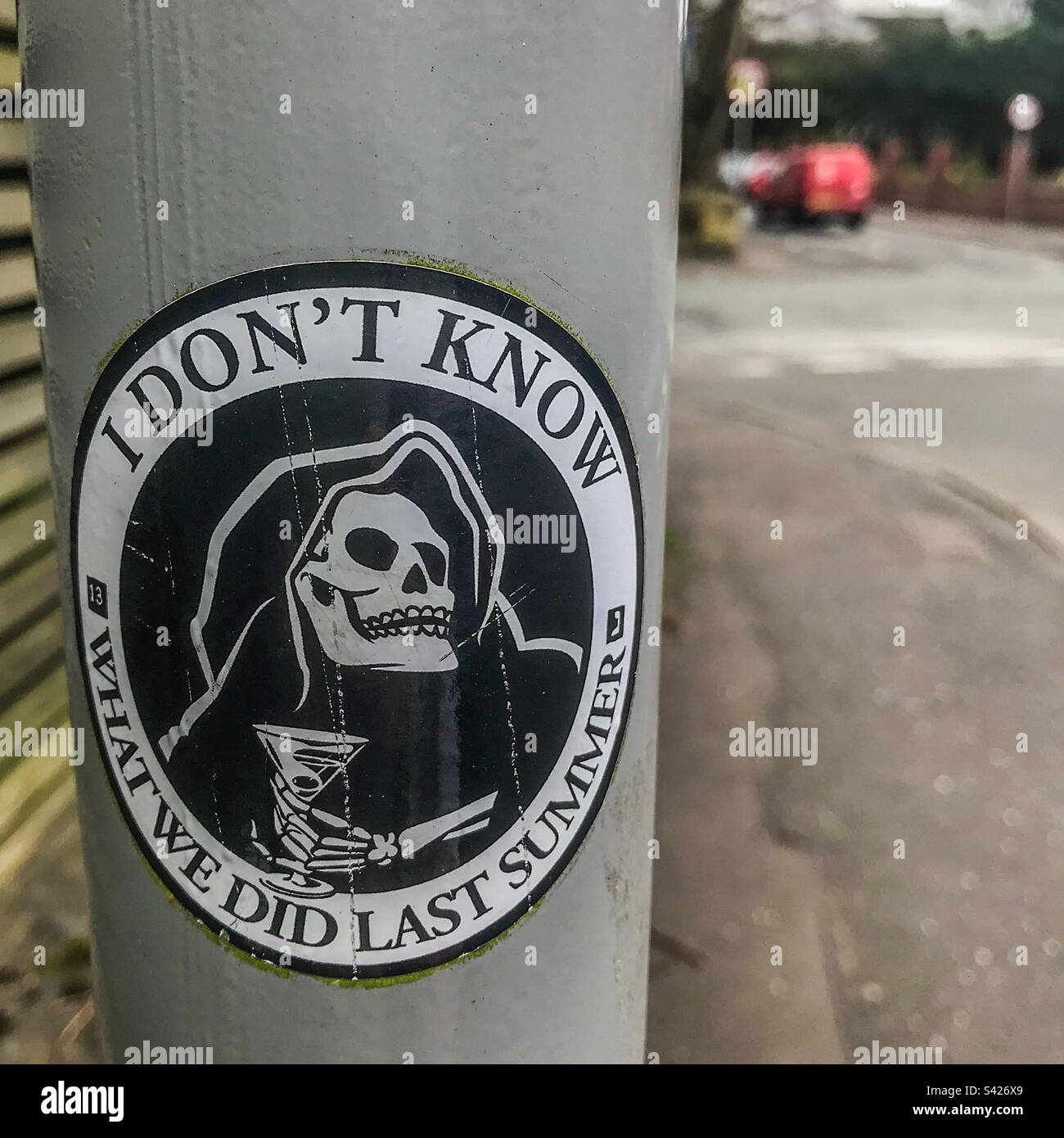 Humorous lockdown sticker - Smartphone Captured Stock Image