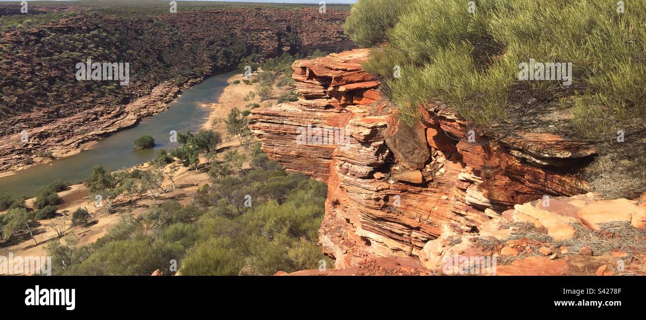 Looking over the Murchison River at Kalbarri National Park. Stock Photo