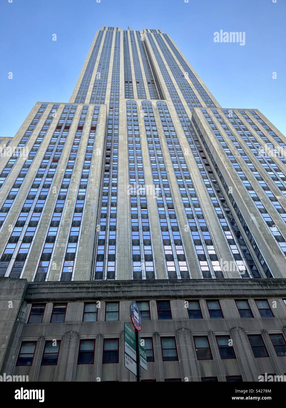 Exterior view of the Empire State Building during the day. Photo taken