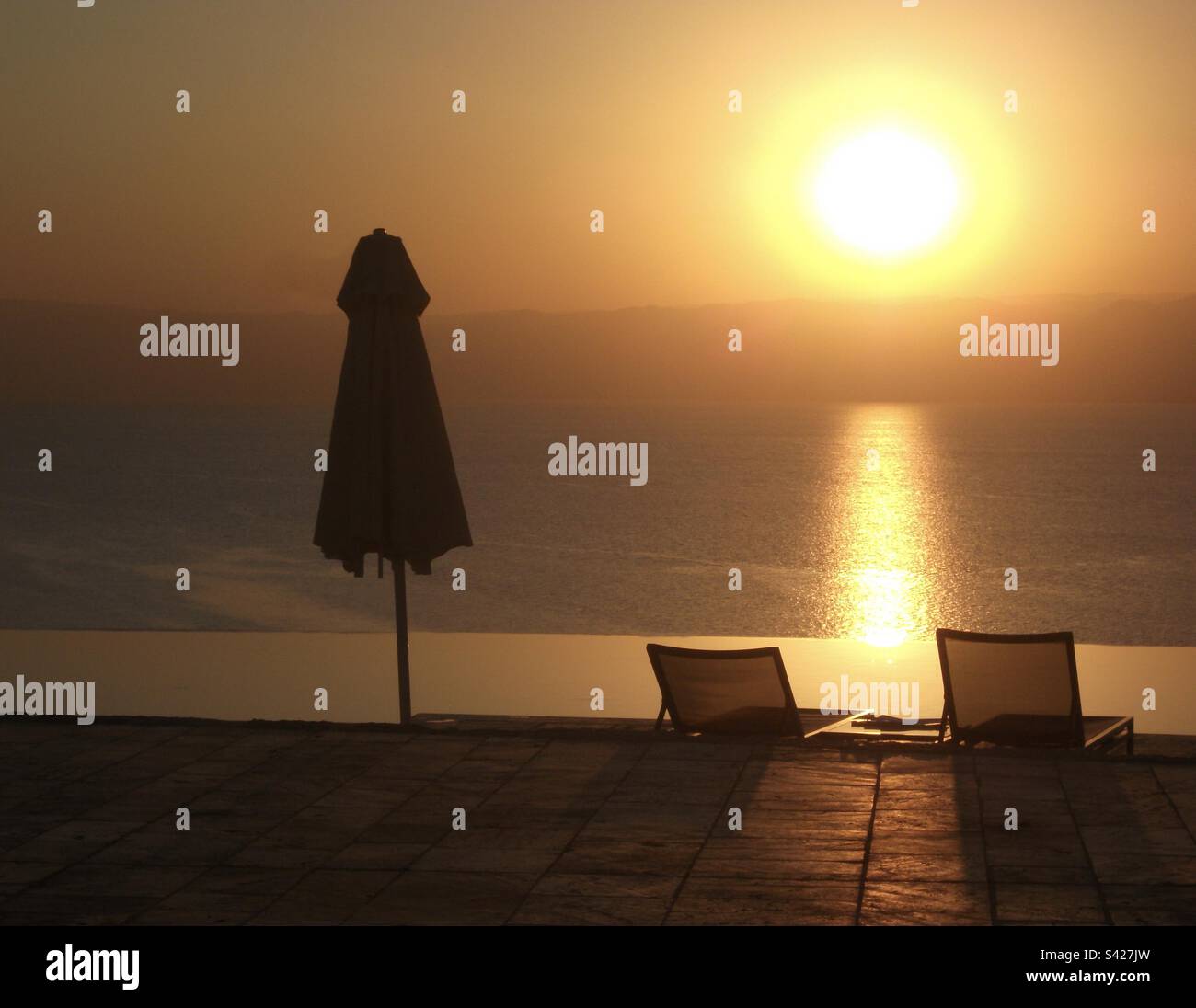 Sunset over the Dead Sea, Jordan - Smartphone Captured Stock Image