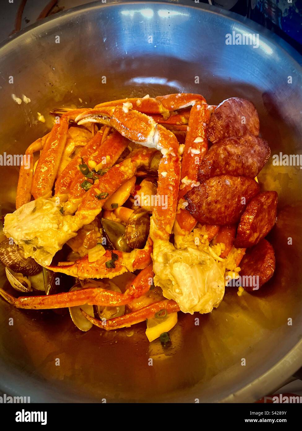 Yummy seafood boil Stock Photo