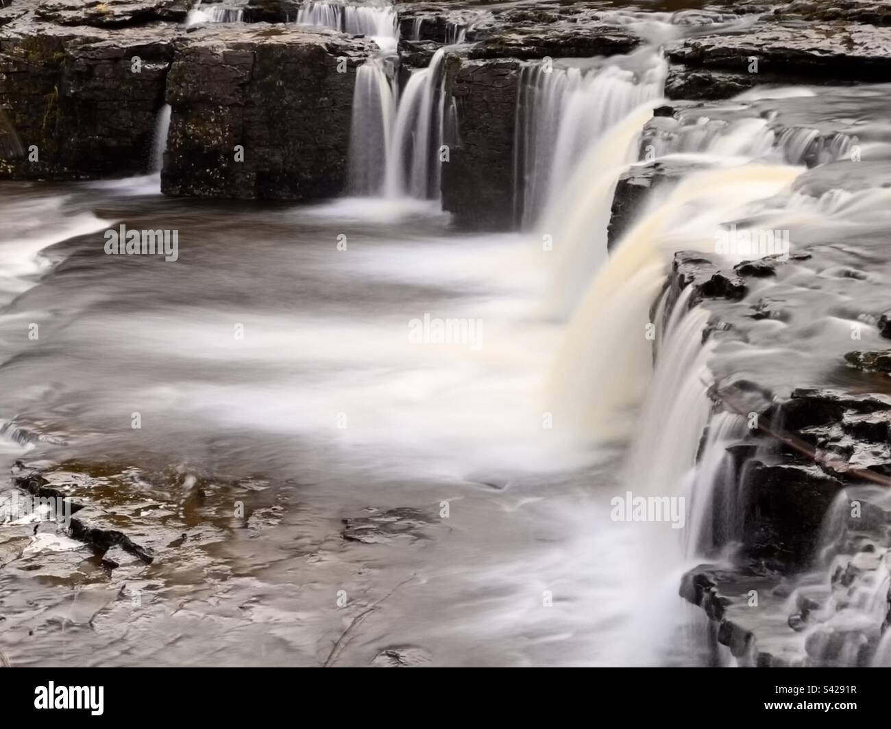 Long exposure at Aysgarth Falls - Smartphone Captured Stock Image