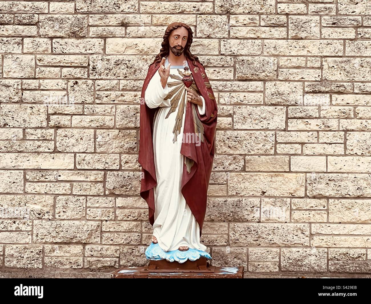 Jesus statue outside a church in downtown Corpus Christi, Texas Stock