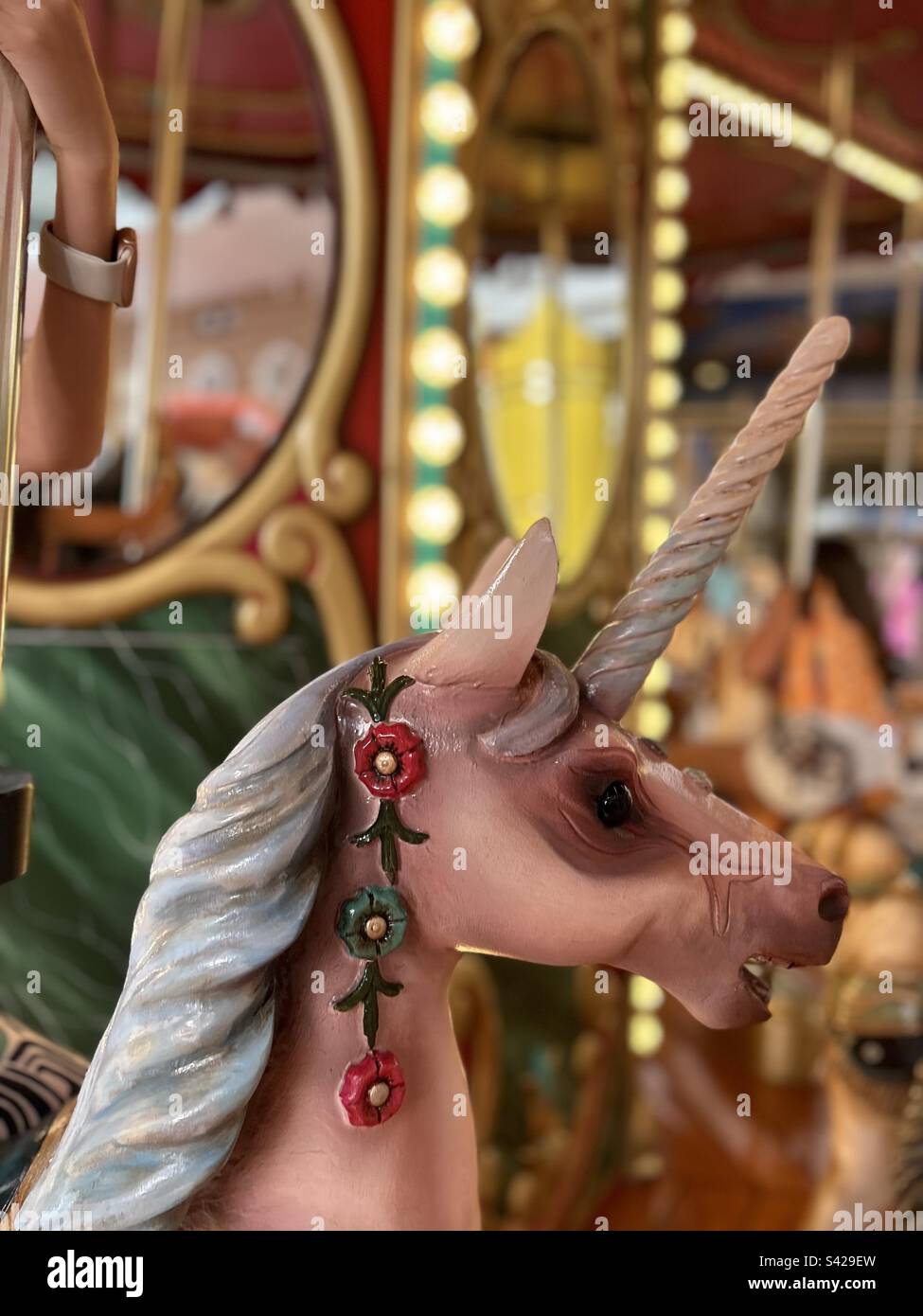 Unicorn horse in merry-go-round Stock Photo