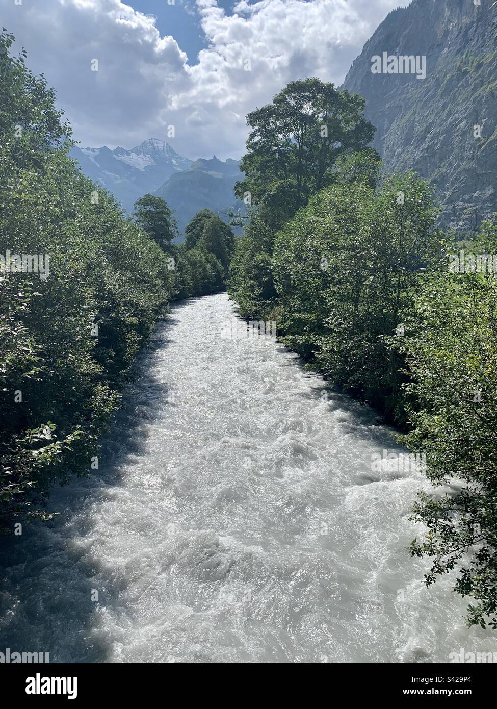 Glacial river in the Lauterbrunnen region of Switzerland - Smartphone Captured Stock Image