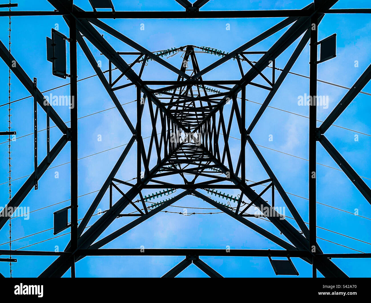 Looking up an electricity pylon - Smartphone Captured Stock Image