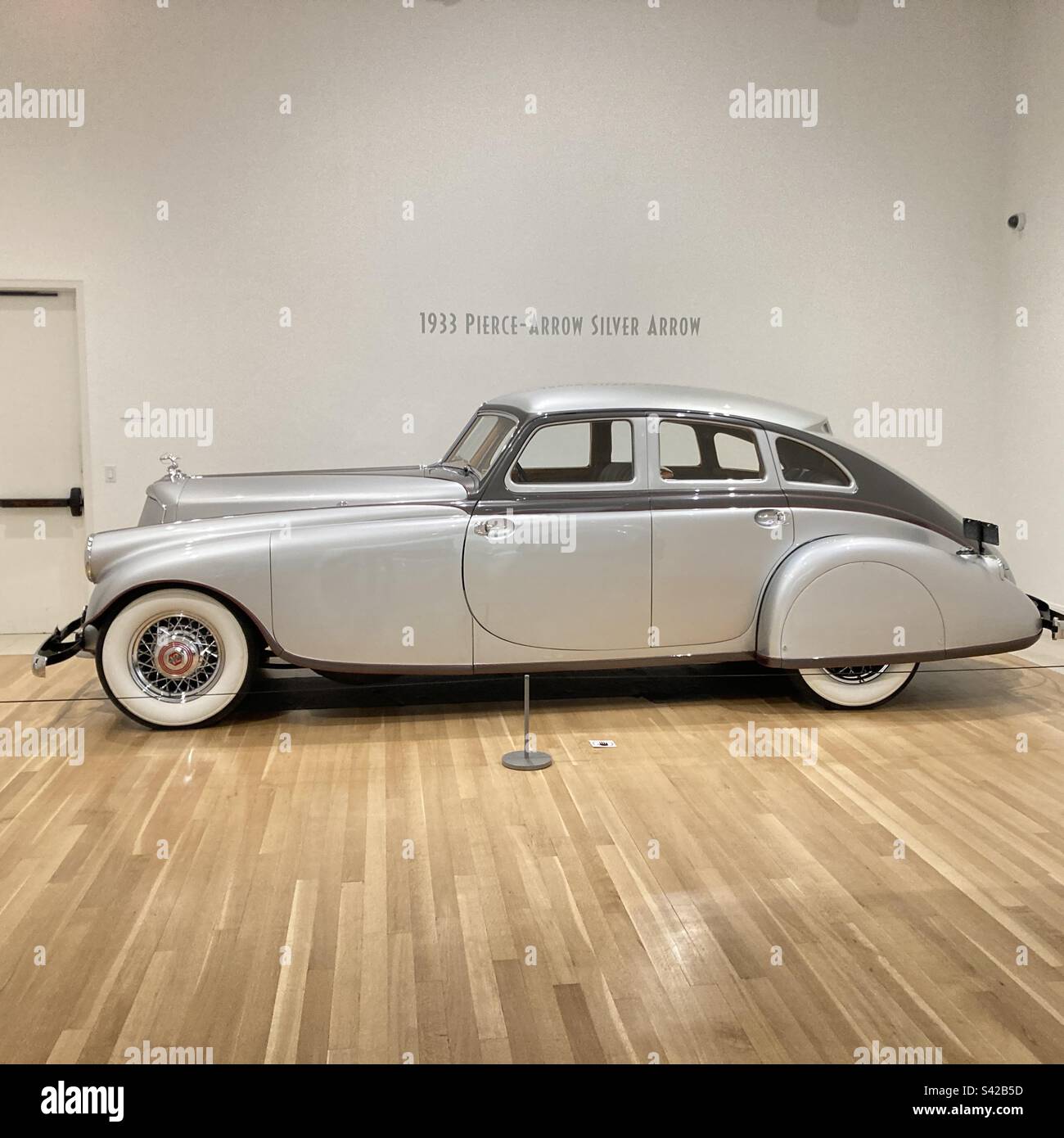 Picture of 1933 luxury Pierce-Arrow Silver Arrow on display - Smartphone Captured Stock Image