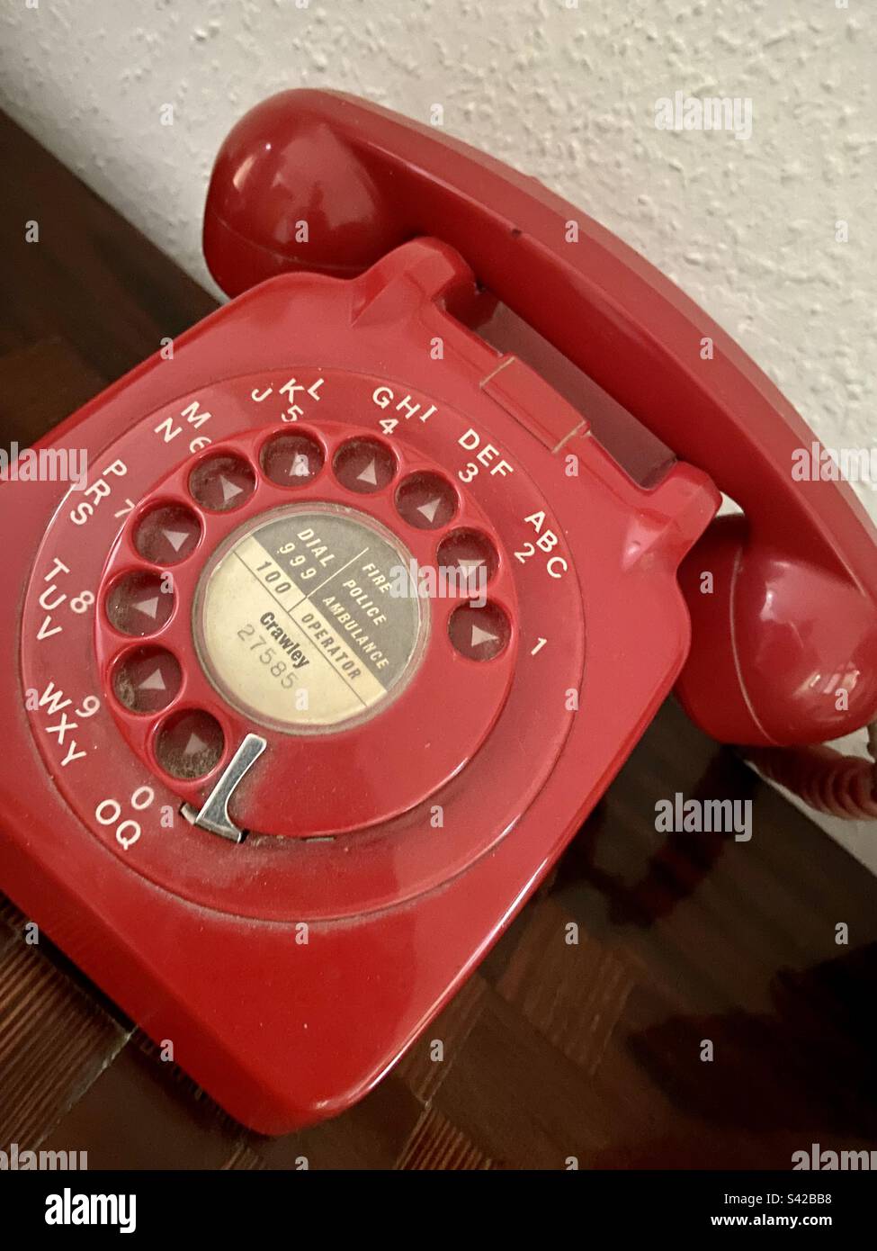 1960’s dial landline phone Stock Photo