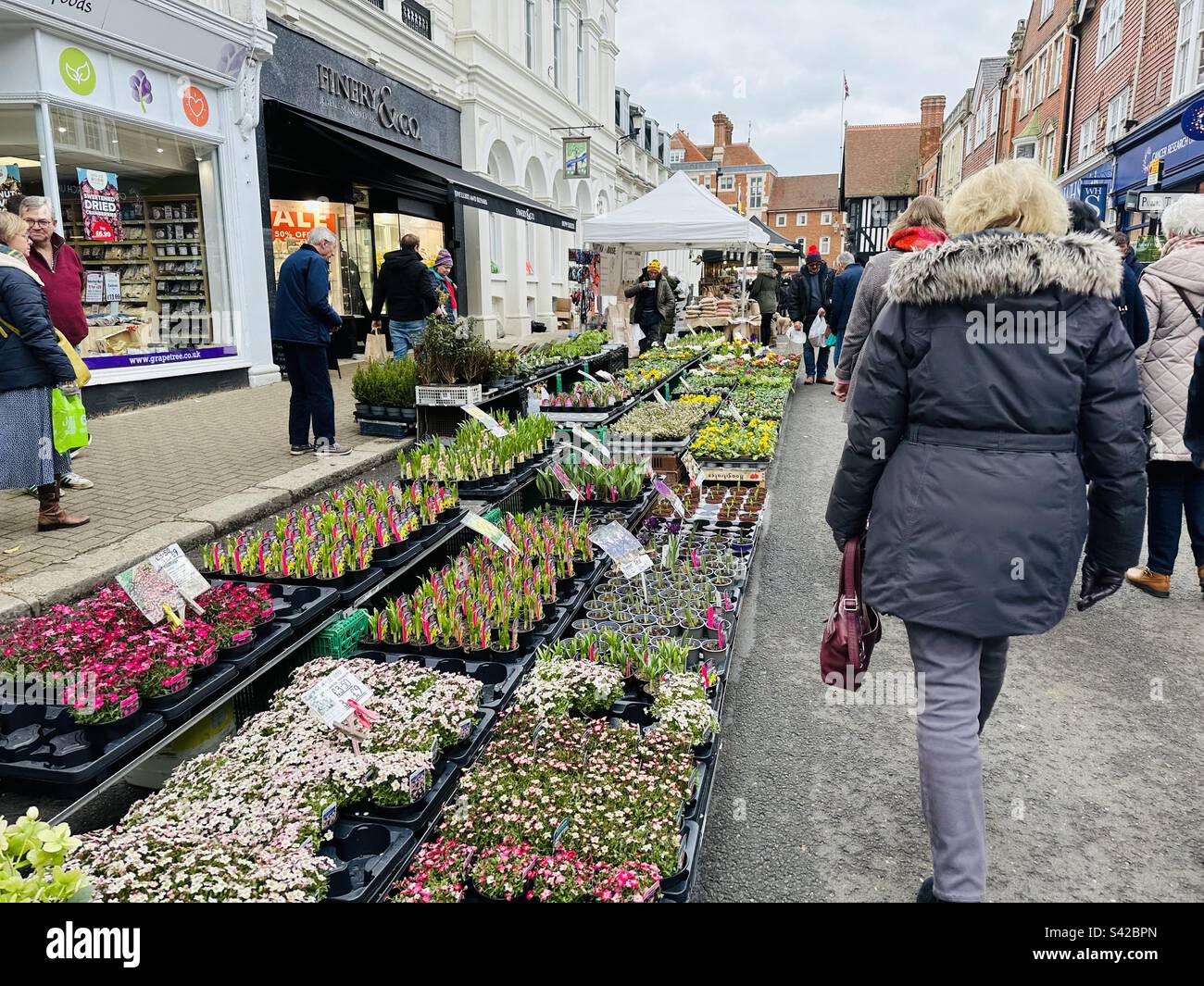 Market day in Saffron Walden, Essex - Smartphone Captured Stock Image