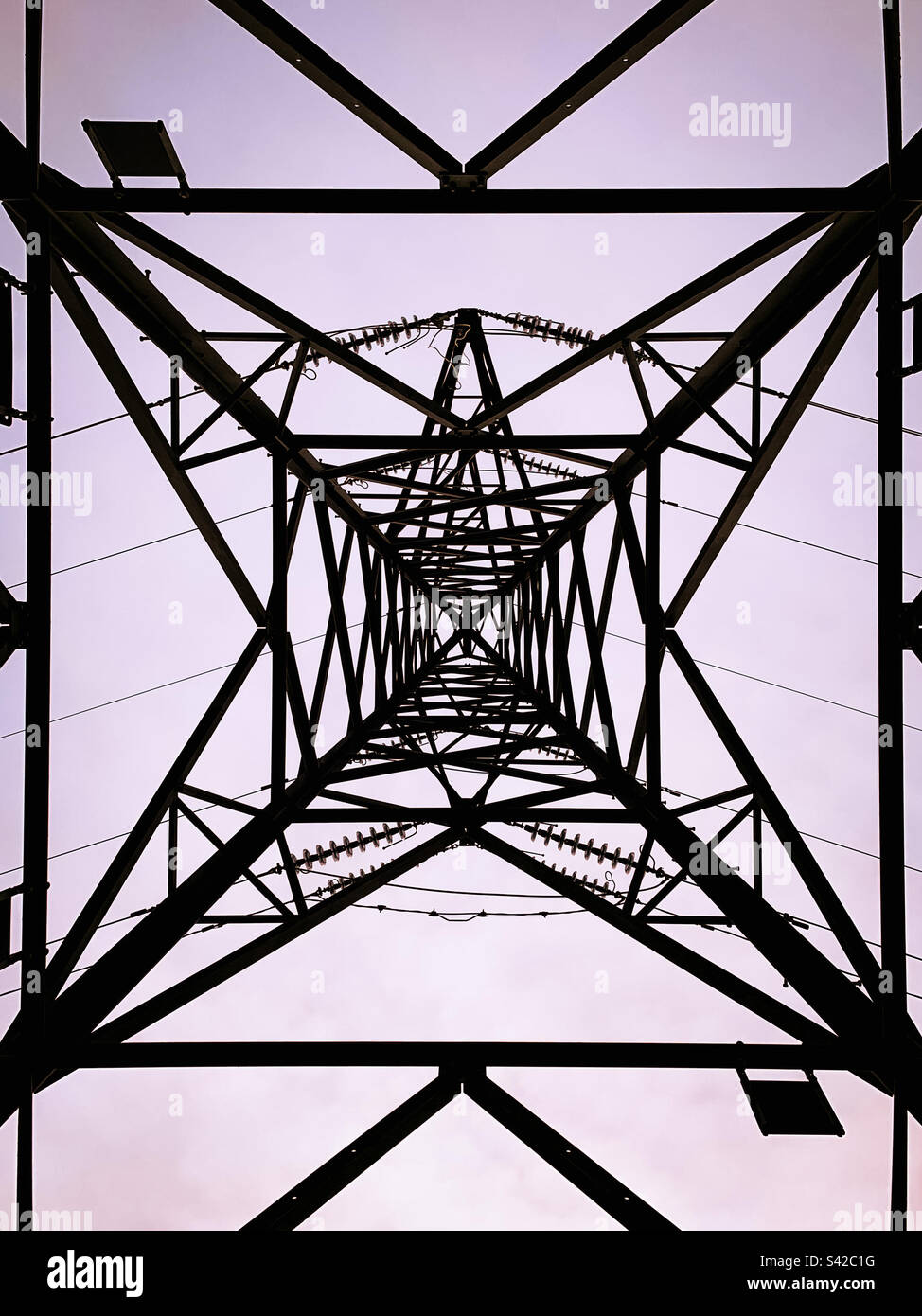 Looking up an electricity pylon - Smartphone Captured Stock Image