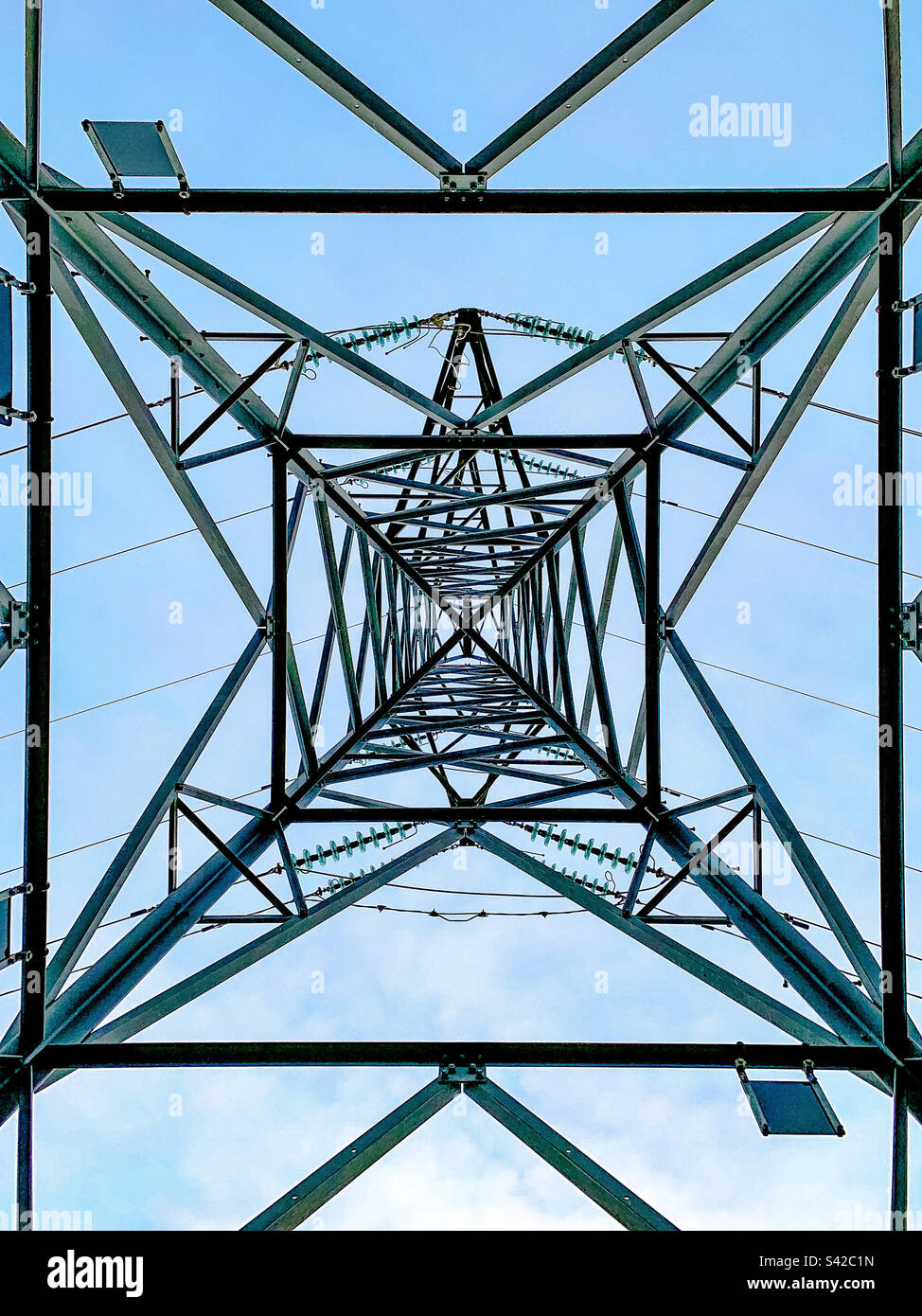 Looking up an electricity pylon - Smartphone Captured Stock Image
