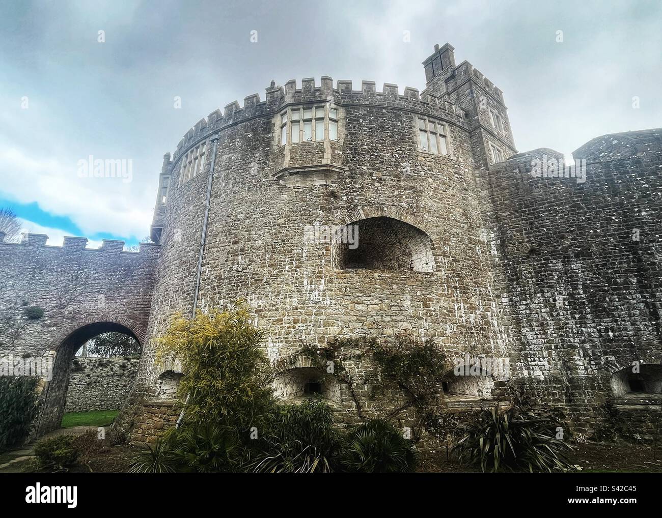 In the moat at Walmer Castle circa 1540 grassed garden - Smartphone Captured Stock Image