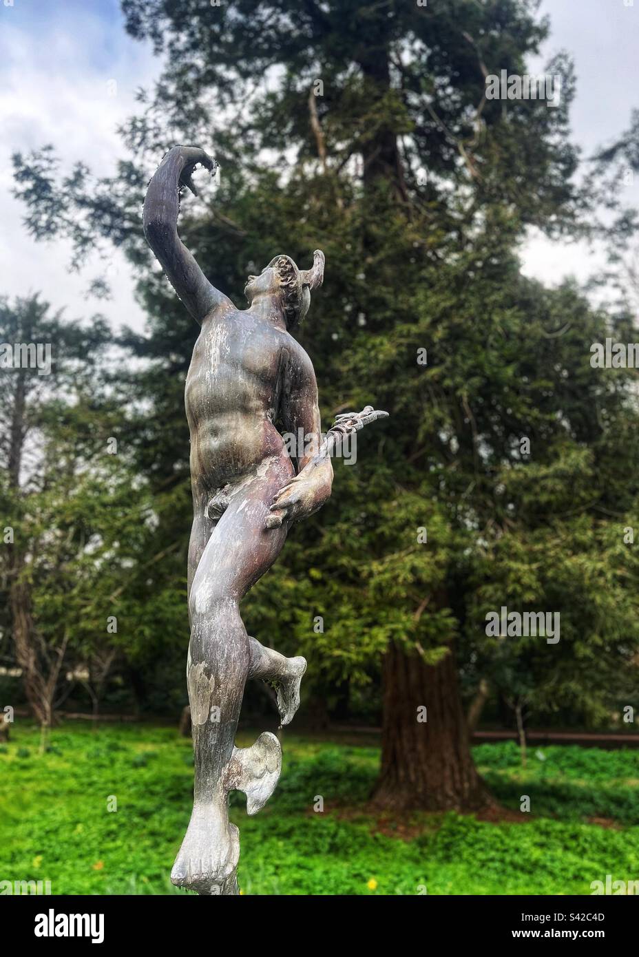 statue of Mercury in the Paddock at Walmer Castle - a perspective - Smartphone Captured Stock Image