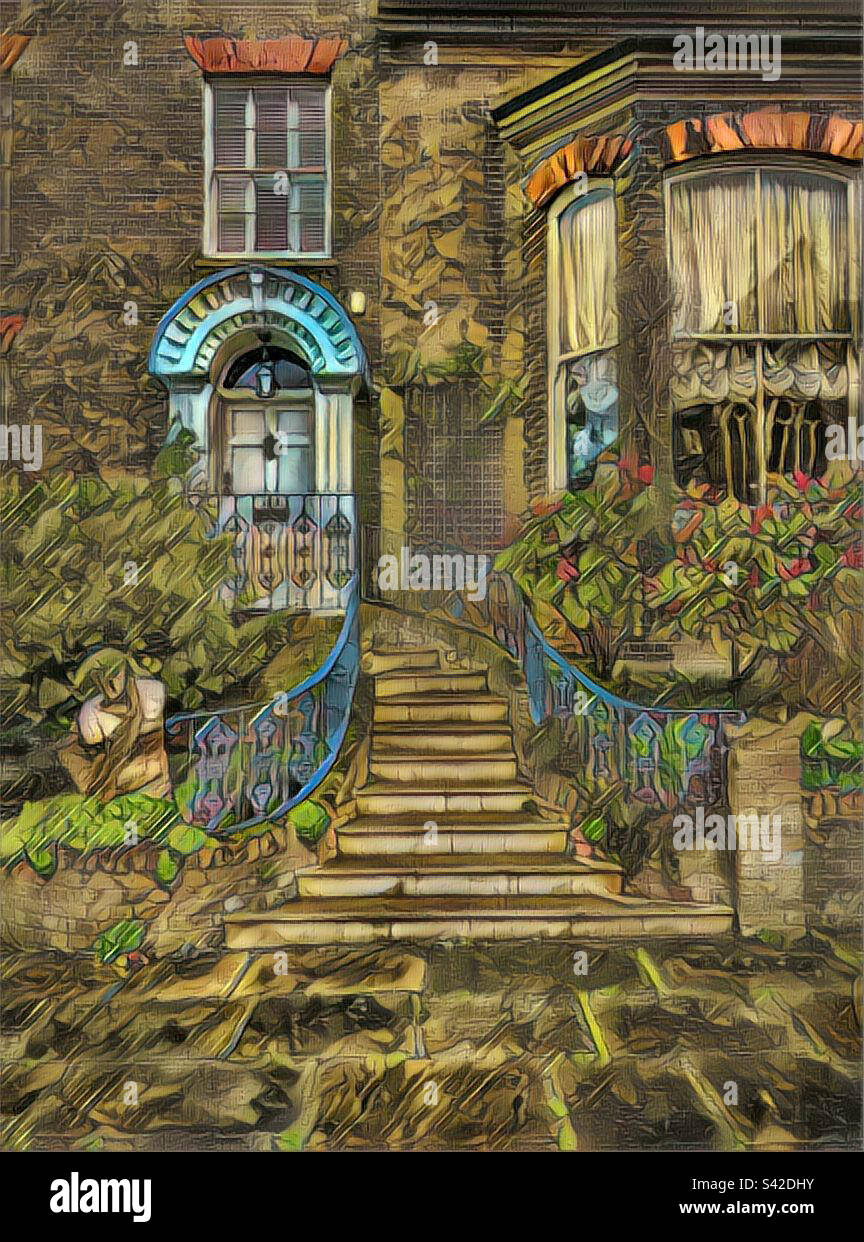 Period House,  Victoria Road,  Deal,  Kent, rendered in Prisma - Smartphone Captured Stock Image