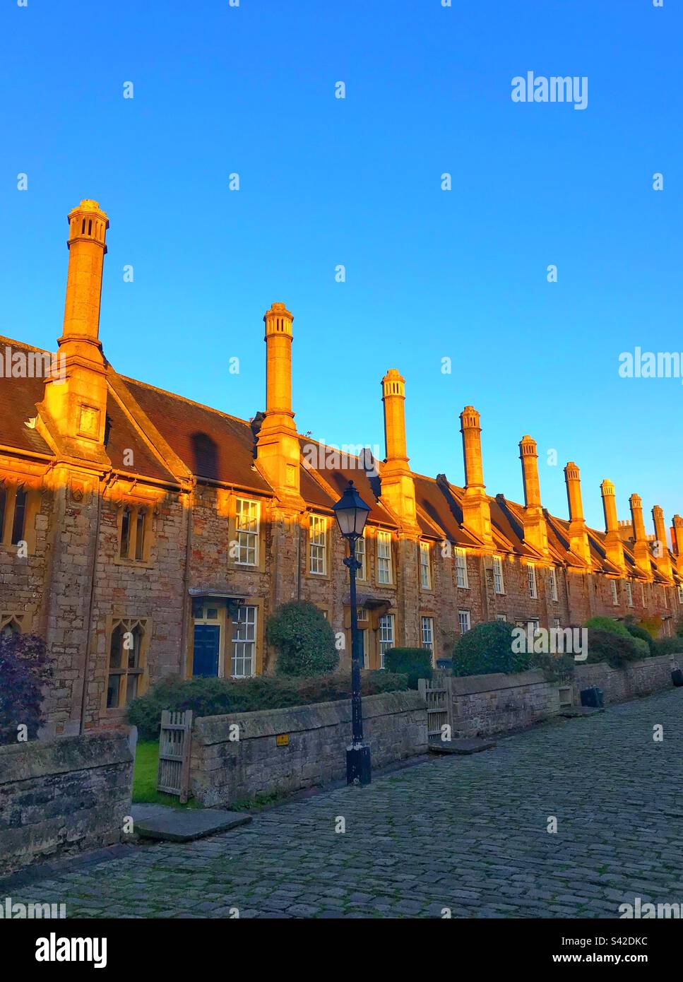 The beautiful and ornate houses on Vicars Close, Wells. - Smartphone Captured Stock Image