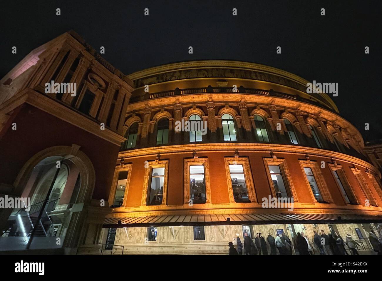 Outside the Royal Albert Hall after a performance at night, Kensington, London - Smartphone Captured Stock Image