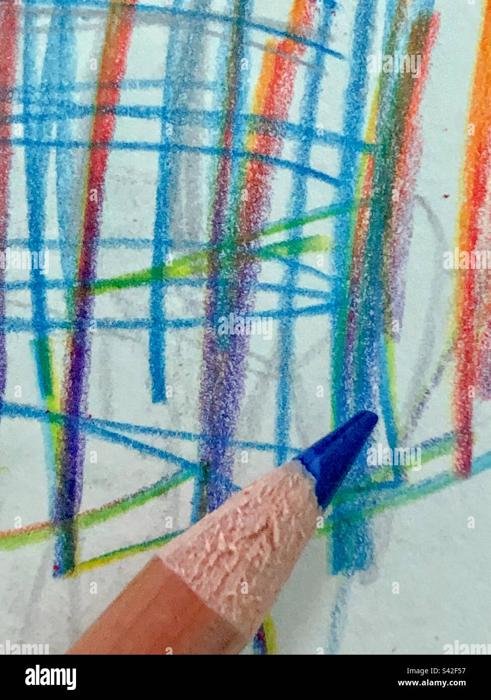 Doodle with colorful blue pencil - Smartphone Captured Stock Image