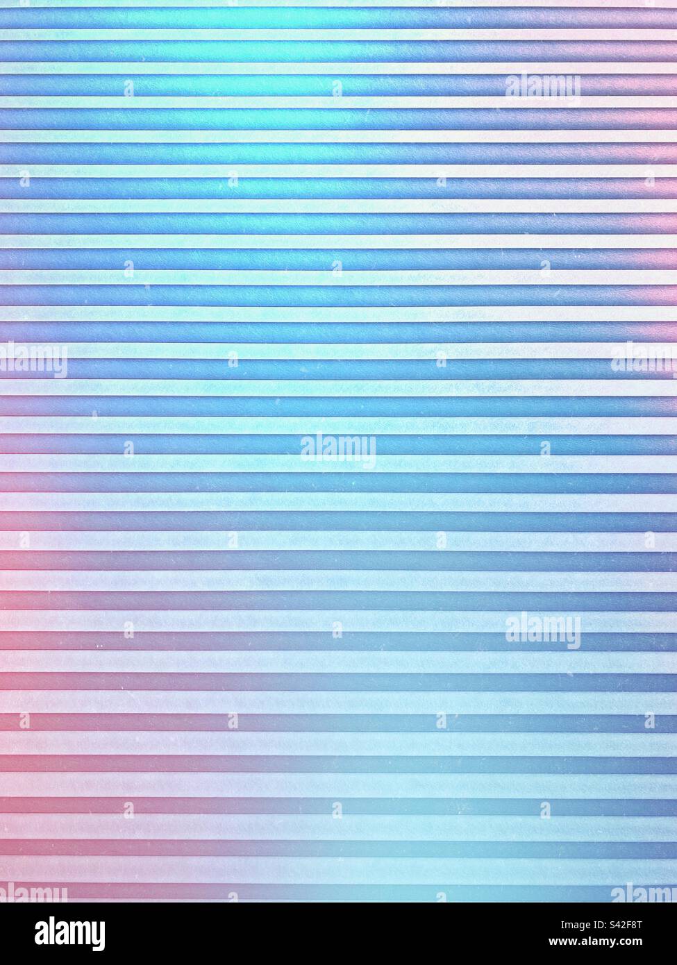 Blue and pink overlay on a window blind - Smartphone Captured Stock Image