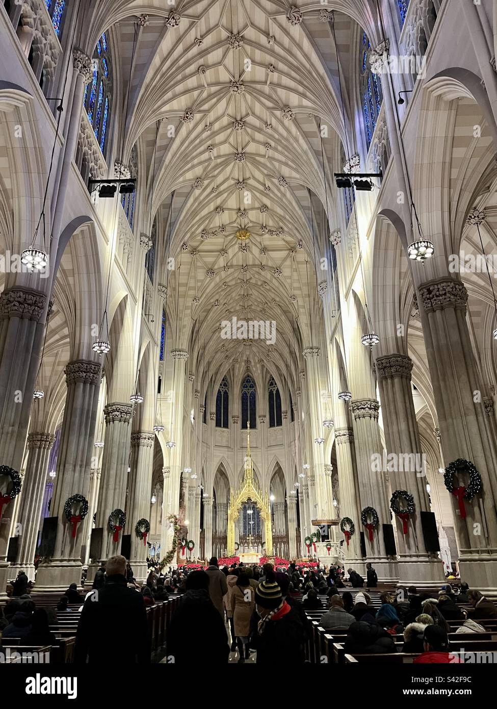 Interior architecture of St. Patrick's Cathedral in New York. Photo taken in New York in December 2022 Stock Photo