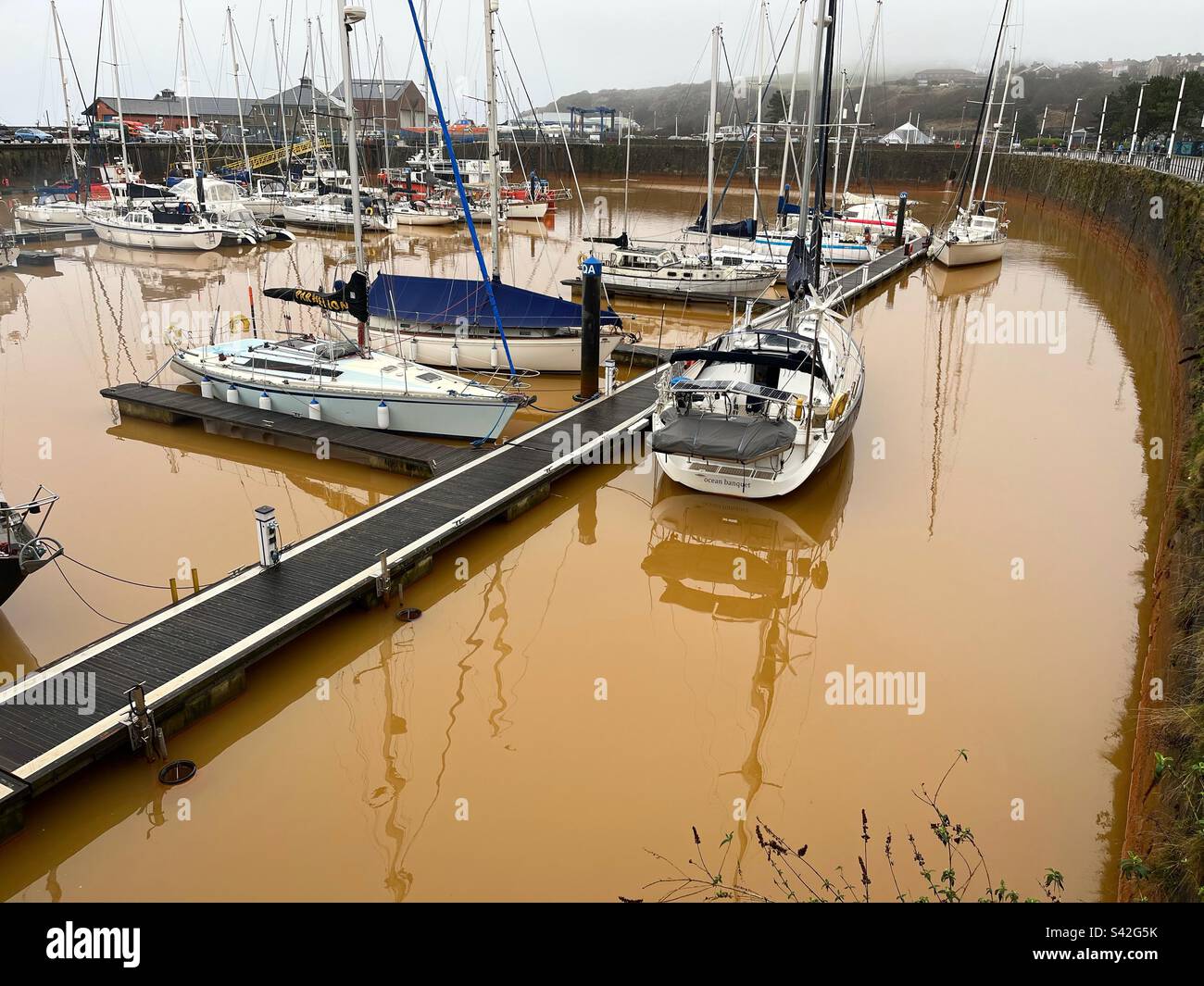 Whitehaven harbour, with the recent change to the water making it an