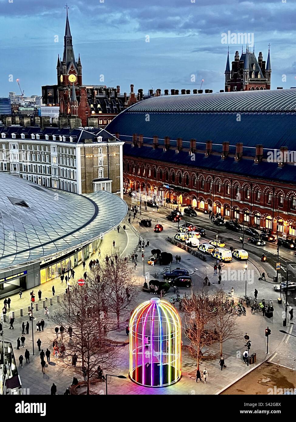 Aerial shot of kings cross st pancras train station London England Stock Photo Alamy