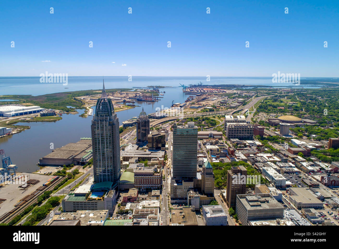 Aerial view of Mobile, Alabama - Smartphone Captured Stock Image