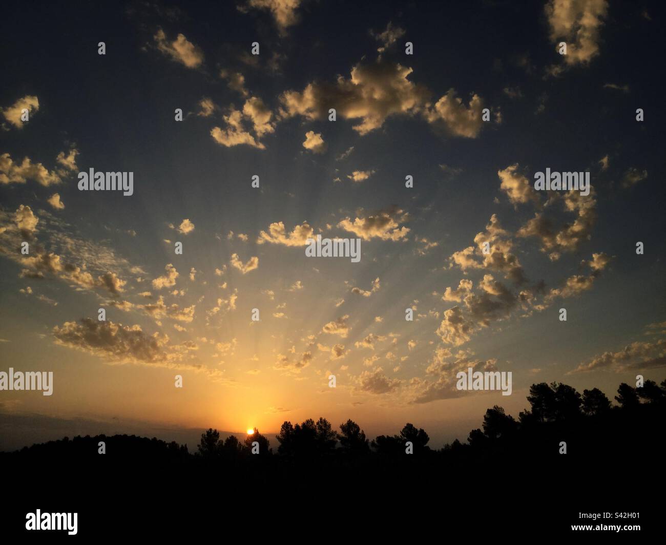 Dramatic sunset, Catalonia, Spain. - Smartphone Captured Stock Image