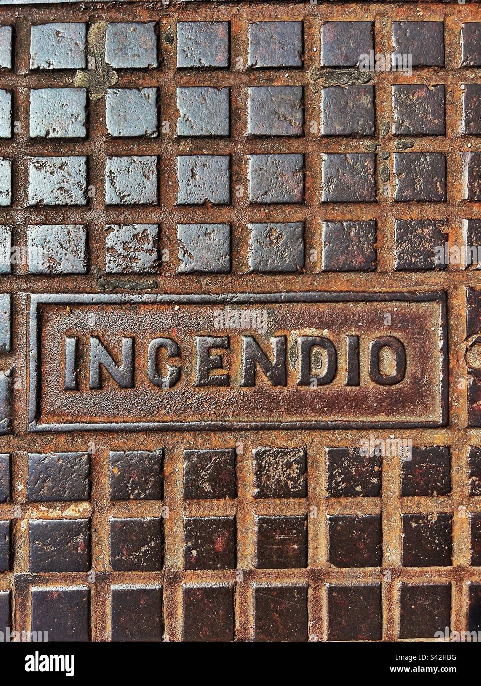 steel plate in copper color, signaling fire Stock Photo Alamy