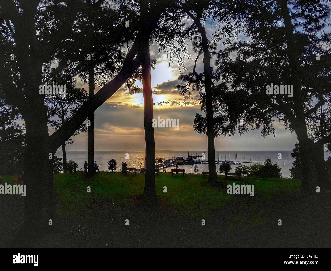 Fairhope, Alabama waterfront at sunset Stock Photo Alamy