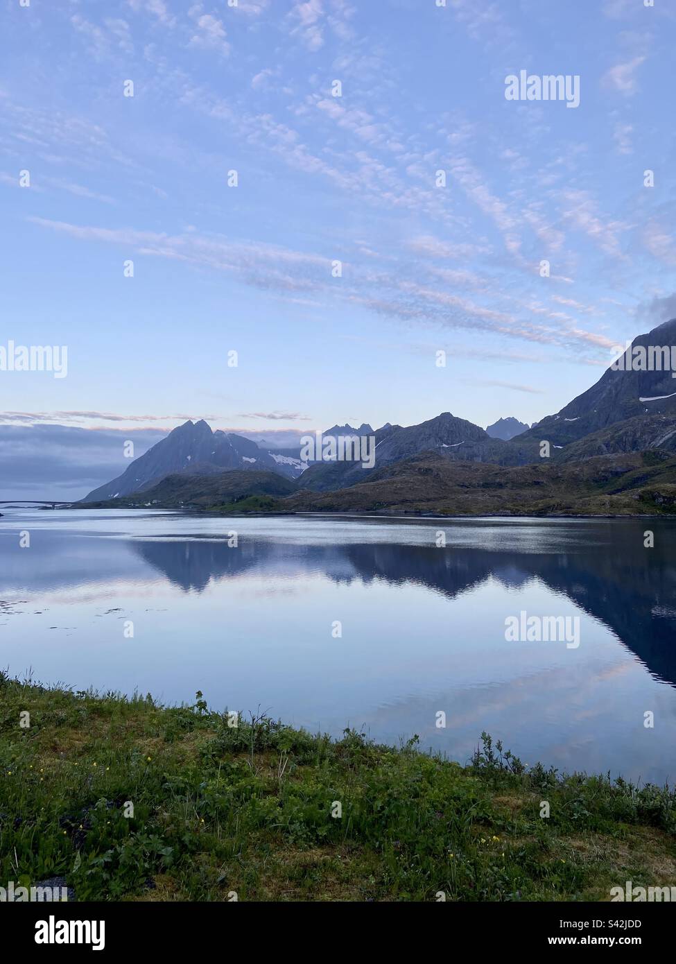 View in Lofoten islands in the middle of the night. - Smartphone Captured Stock Image
