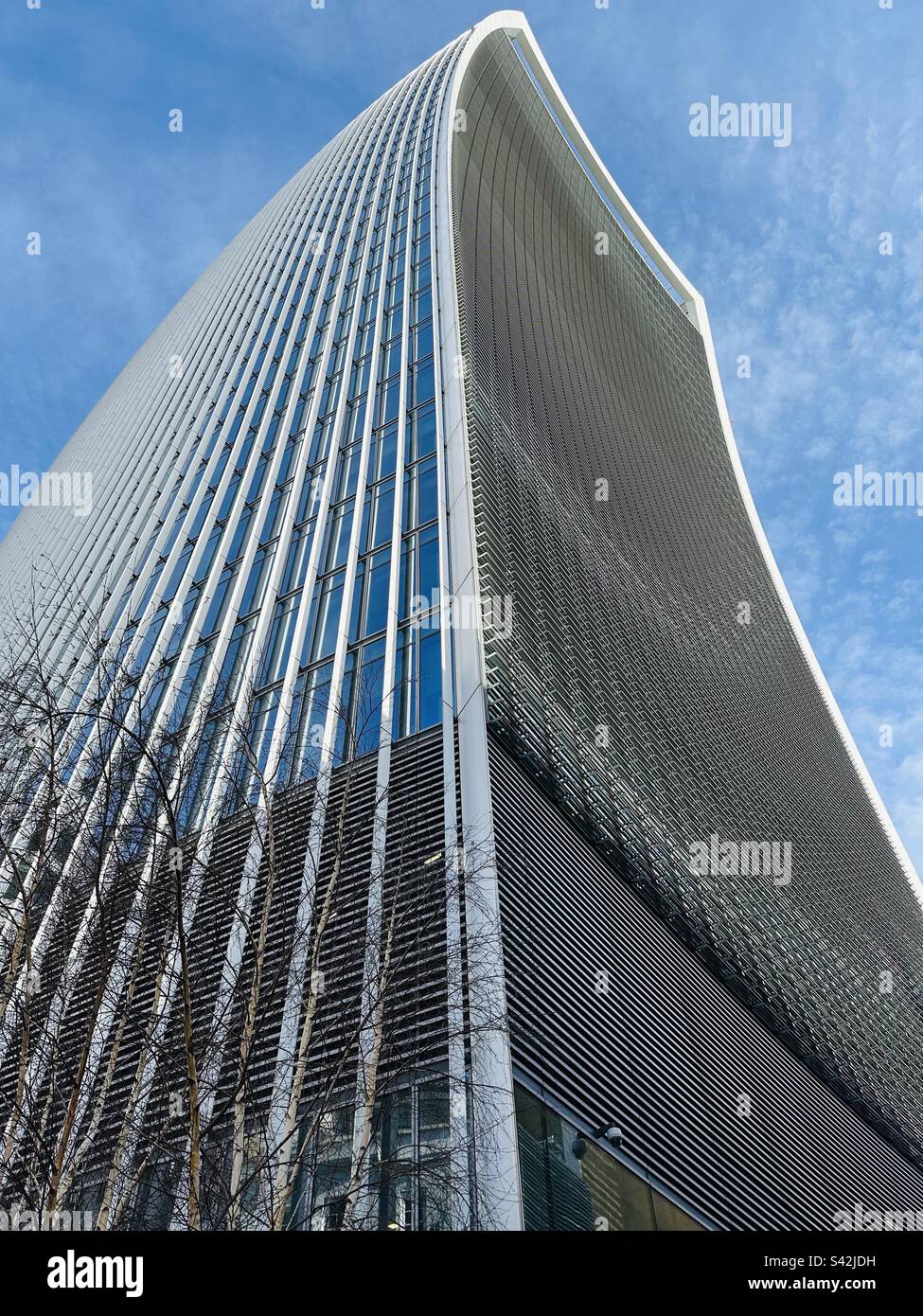 Low down view of the Walkie Talkie building, 20 Fenchurch Street in London - Smartphone Captured Stock Image
