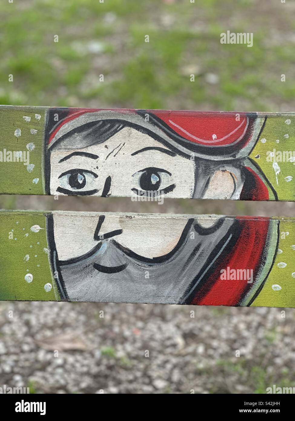 Public bench detail - Smartphone Captured Stock Image