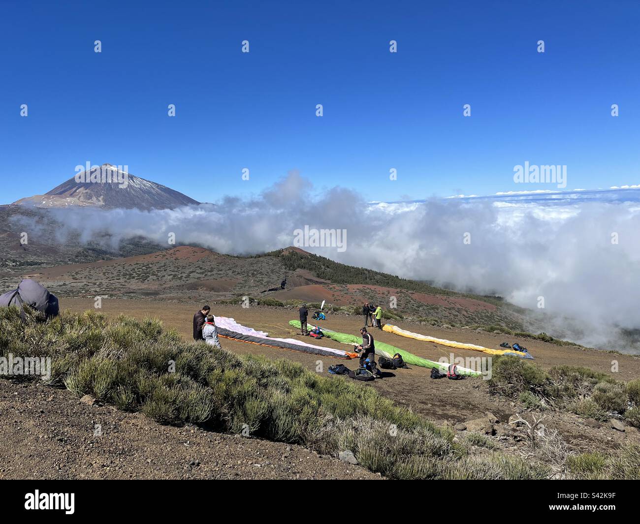 Paragliding Teneriffa Vulkan Teide Stock Photo