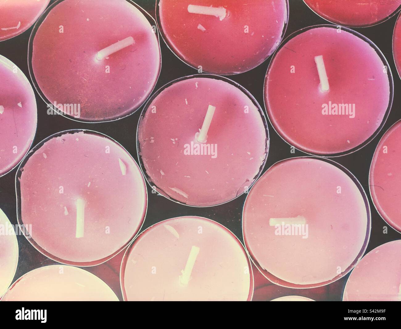 Overhead view of pink candles - Smartphone Captured Stock Image