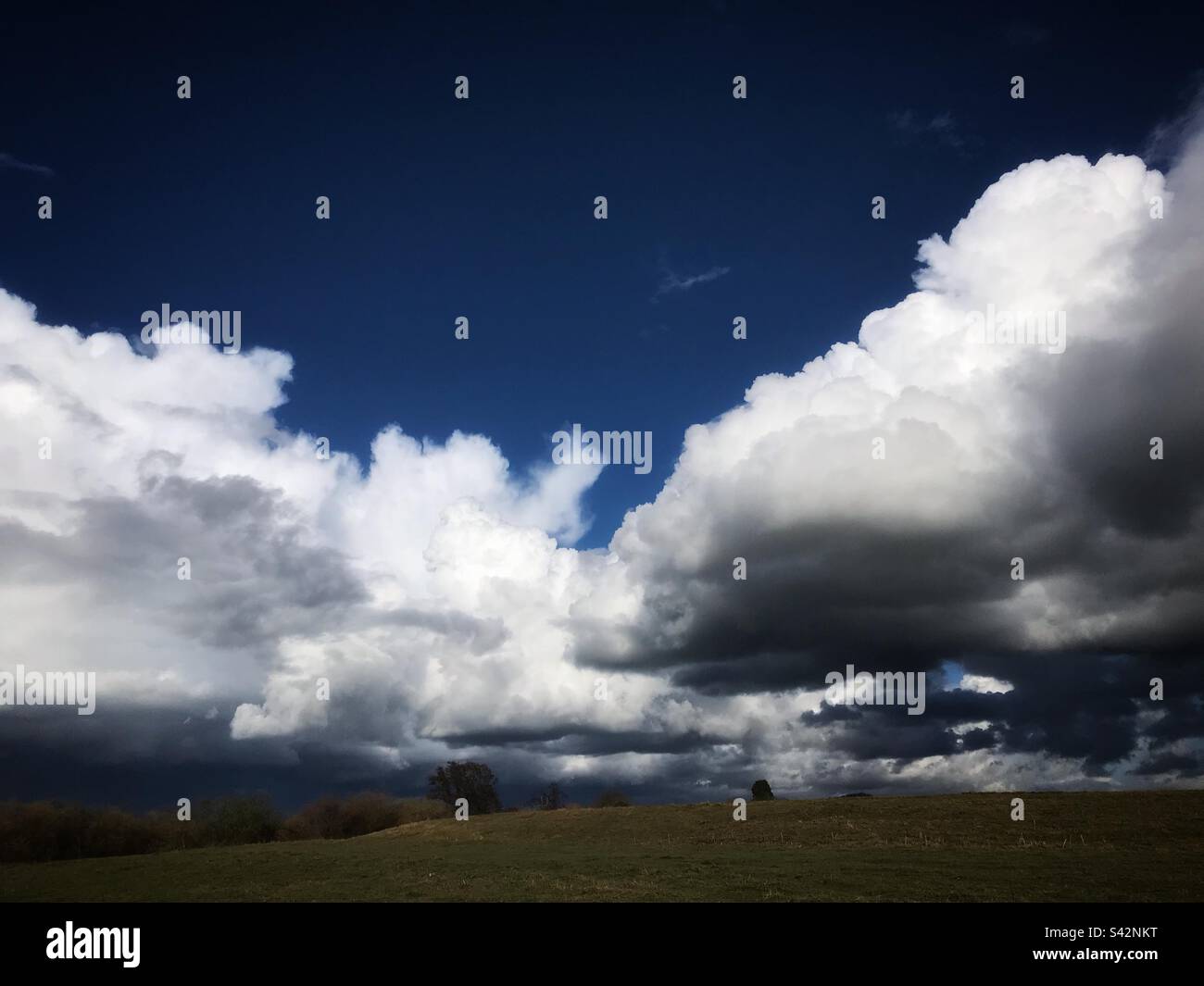 Heavy rain shower clouds over Herefordshire UK in March 2023 Stock