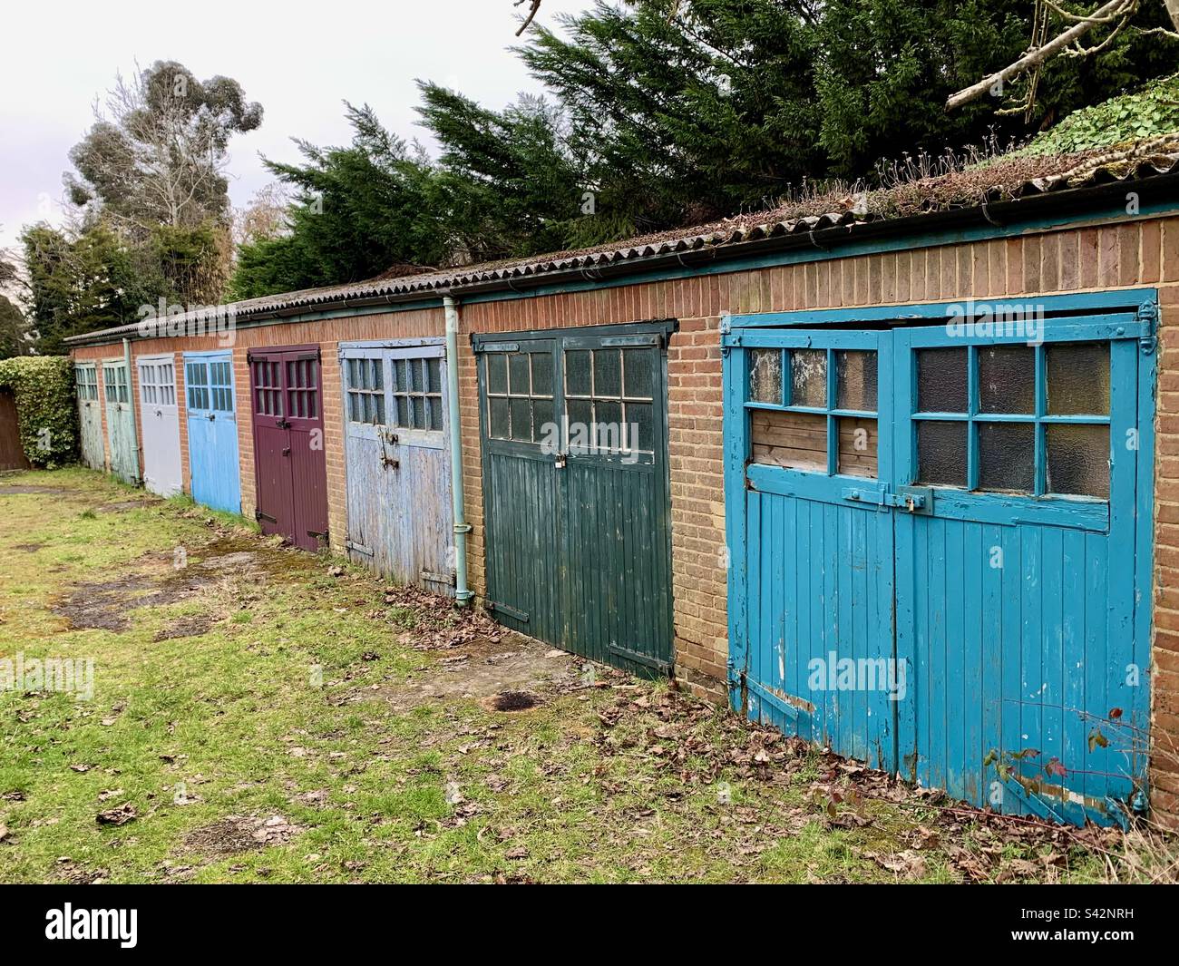 Row of colourful garage doors - Smartphone Captured Stock Image