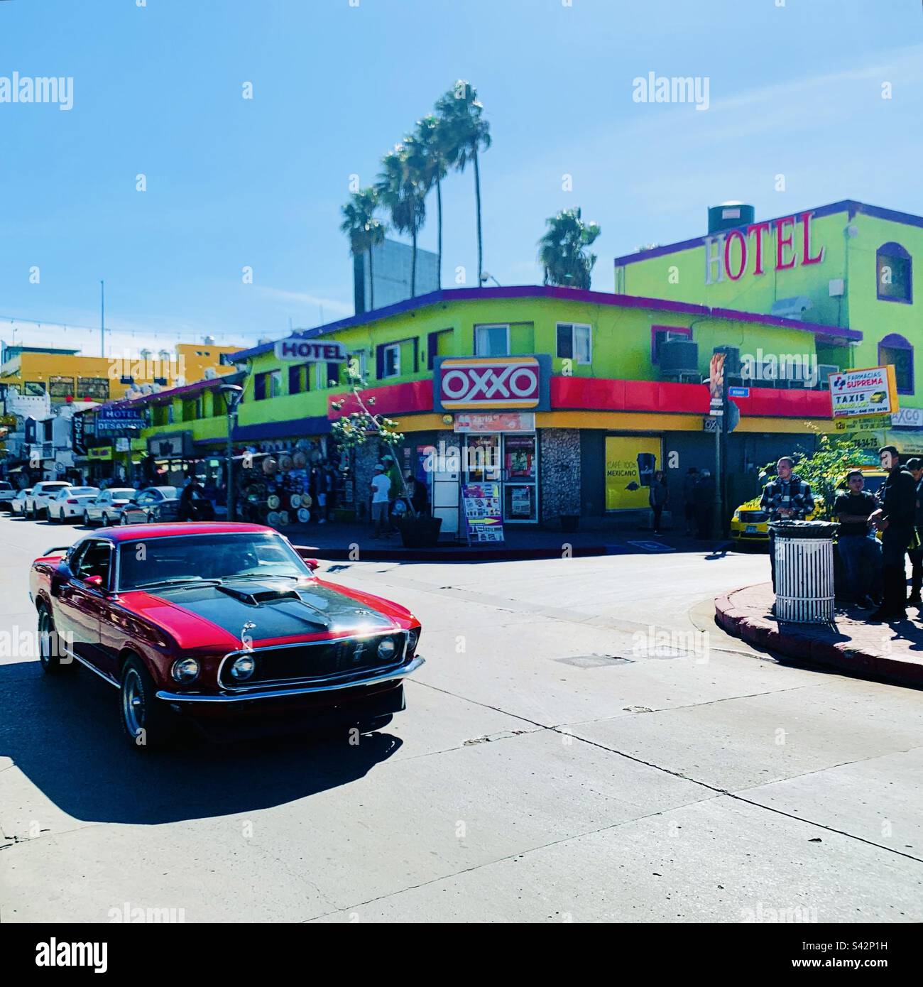 November, 2022, An intersection in Ensenada, Baja California, Mexico - Smartphone Captured Stock Image