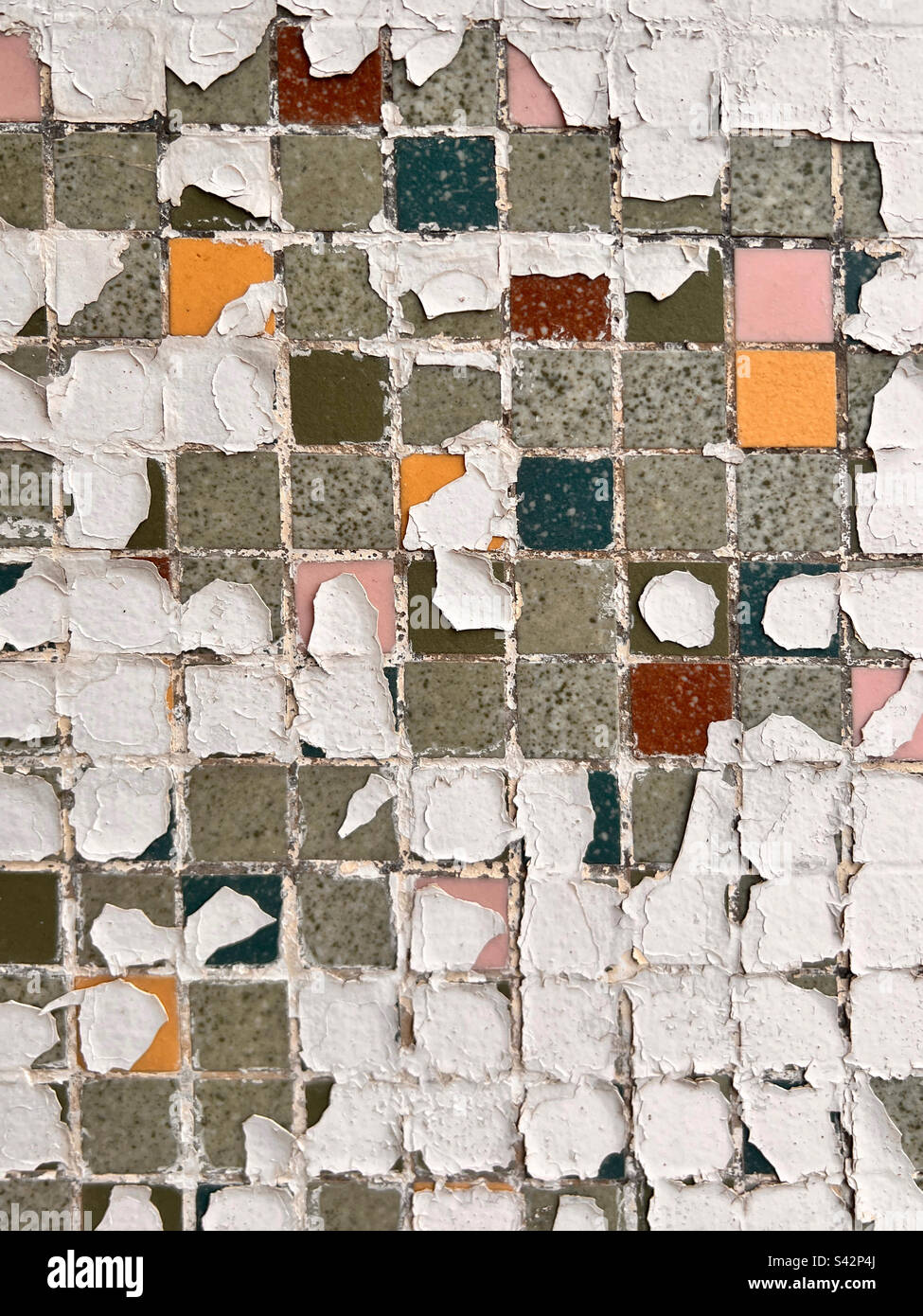 Paint peeling off mosaic tiles Stock Photo Alamy