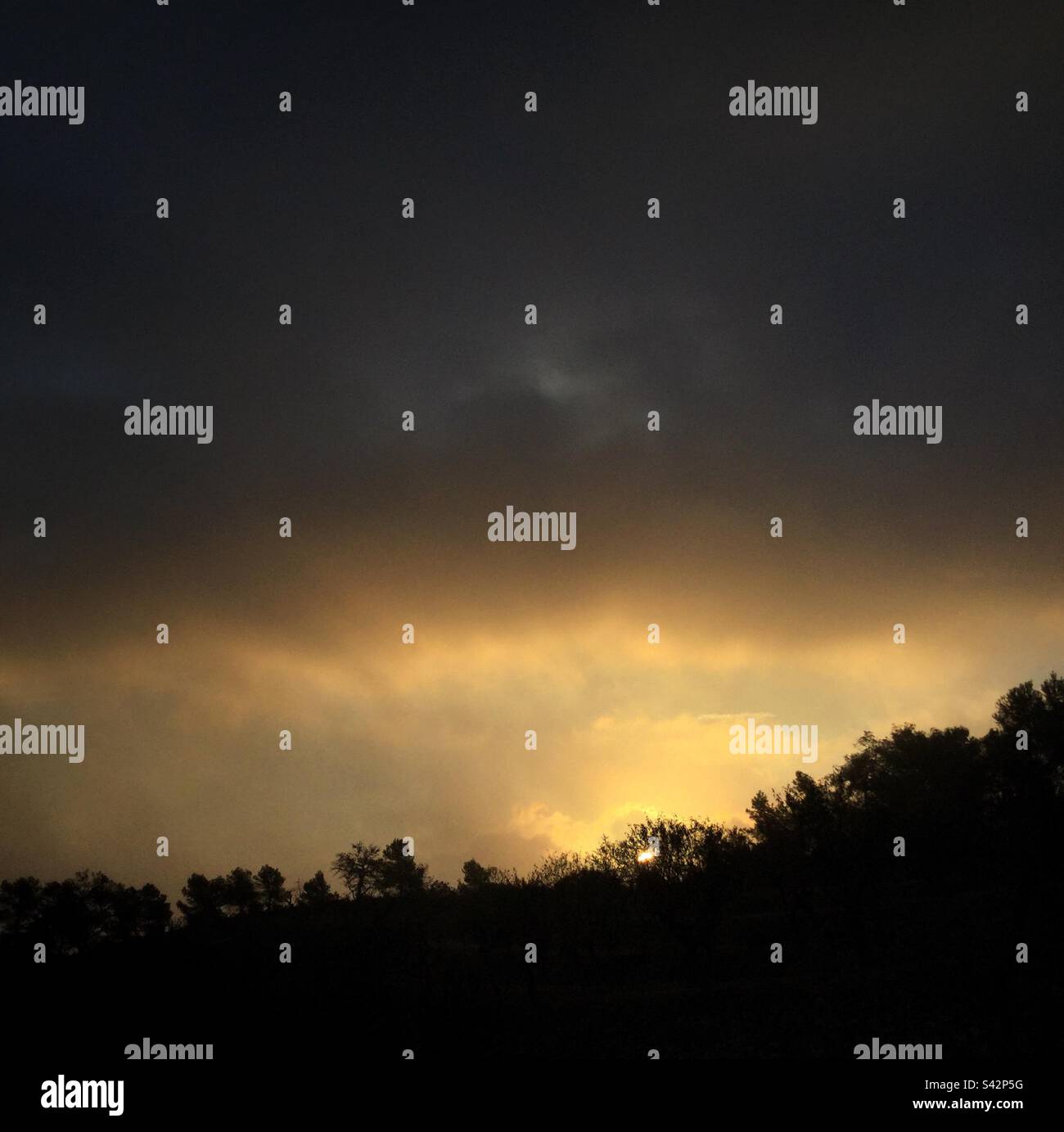 Dramatic sunrise, Catalonia, Spain. Stock Photo