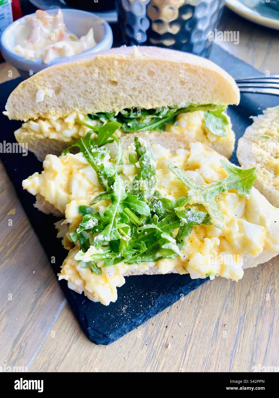 Egg mayonnaise and rocket sandwich Stock Photo Alamy