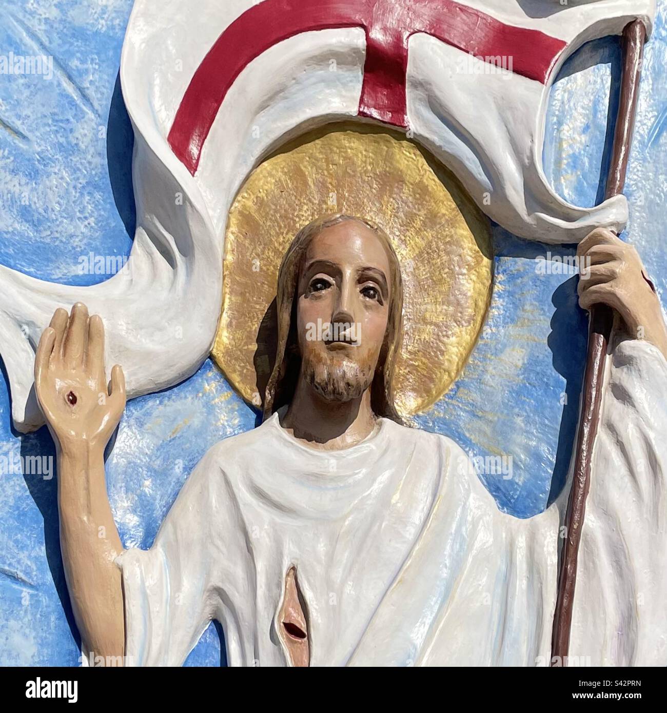 Resurrected Christ, risen Lord Jesus, nearly life sized cast relief