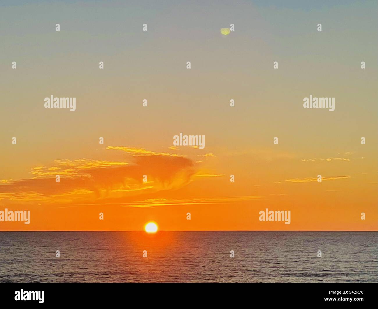 Perfect Sunset on the Atlantic Ocean, South West of France, Hossegor. - Smartphone Captured Stock Image