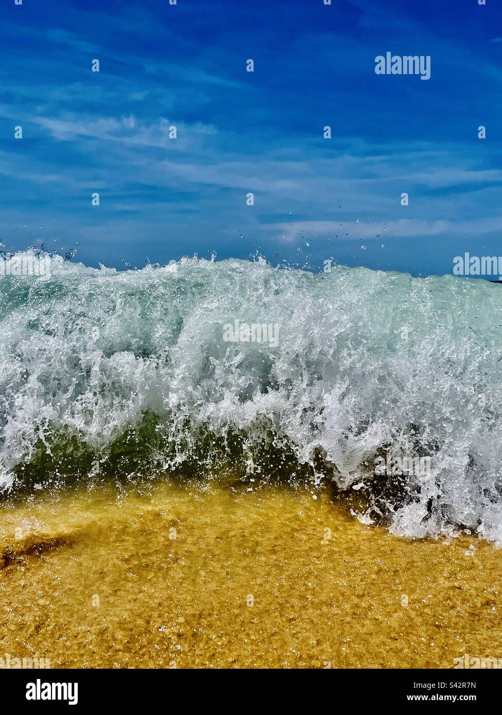 Wave crashing on the beach in Hossegor, France - Smartphone Captured Stock Image