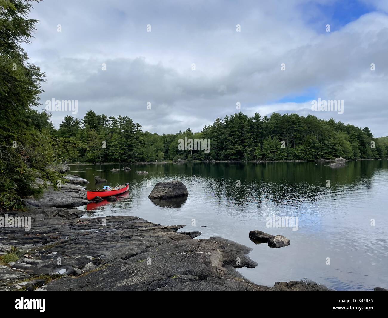 Canoeing on Megunticook Lake Camden Maine in Summer Stock Photo Alamy